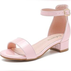 Dufannie Girls Size 10 Light Pink Low Heel Dress Ankle Strap Sandals Shoes